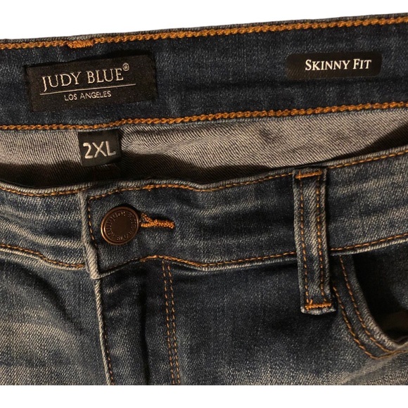 Judy Blue Buffalo Plaid Check Patch Skinny Jeans NWOT 2X - Picture 7 of 16